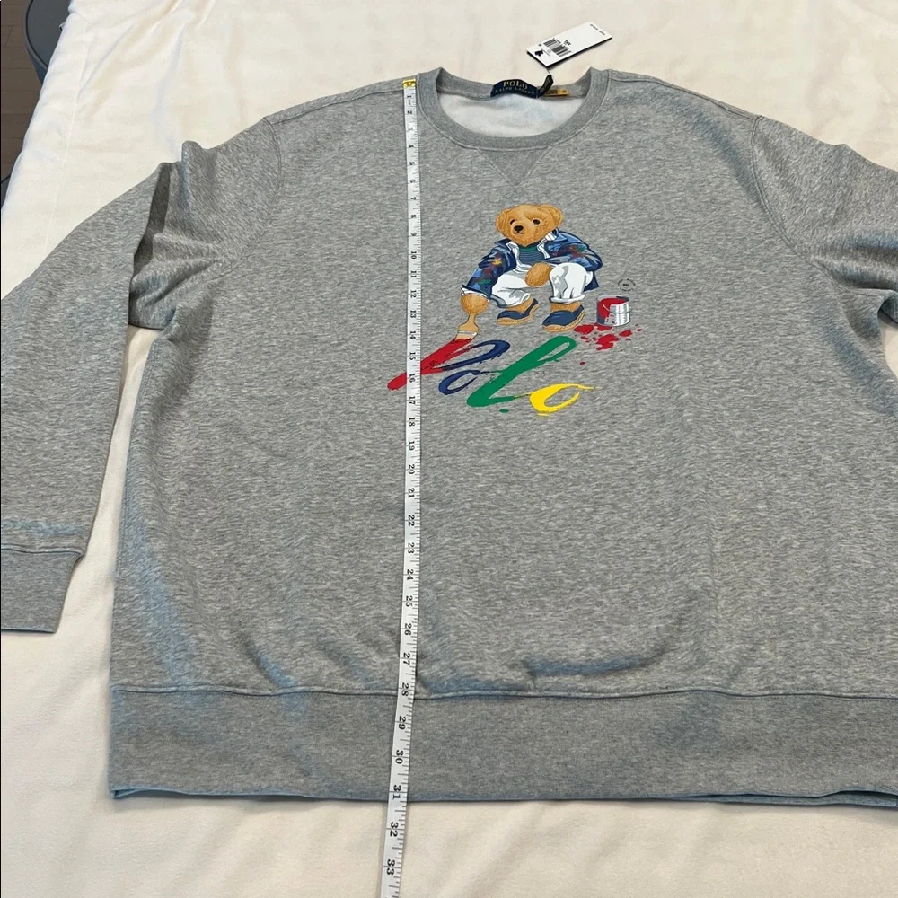 🎉Host Pick🎉2x Polo Ralph Lauren Grey Fleece Polo Bear Crewneck Sweatshirt - Picture 8 of 14